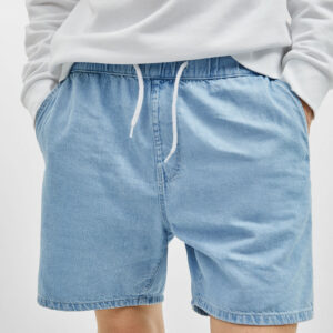 Blue Bleach Wash Denim Western Short